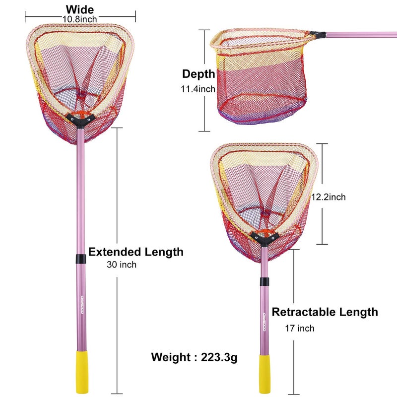 ODDSPRO Kids Fishing Net, Telescoping Bait Net, Minnow Net, Butterfly Net - 11.4" Net Depth, Handle Extends to 30" for Easy Catch and Release - Image 2